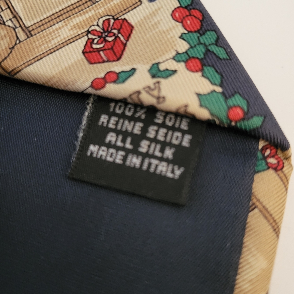 Maison Blanche Italy Silk Neck Tie Merry Christmas Santa Vintage - Picture 4 of 5
